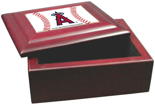 MLB LA Angels Wood Gameball Keepsake Box