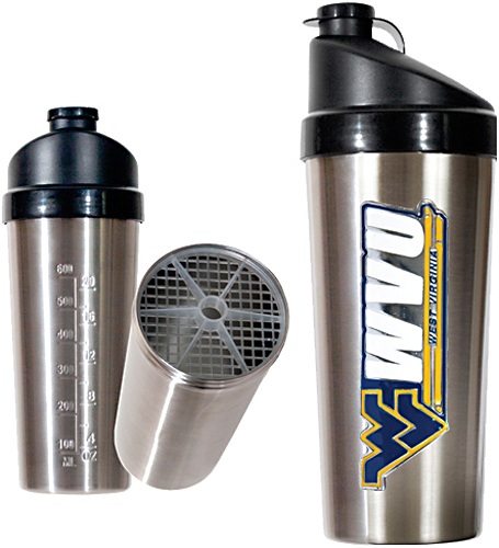 NCAA West Virginia Stainless Protein Shaker