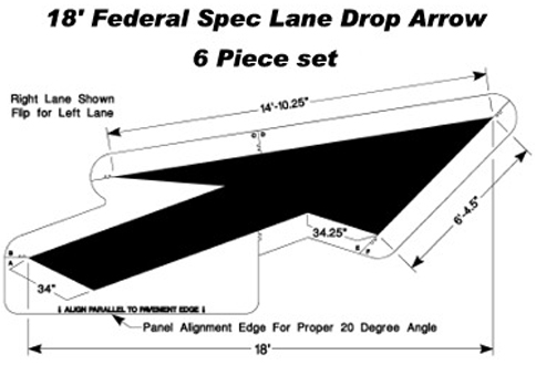 Lane Drop Graphics Newstripe Federal Lane Drop Arrow Stencil 1/8