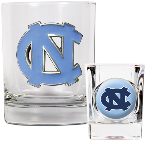 NCAA North Carolina Rocks Glass & Shot Glass Set