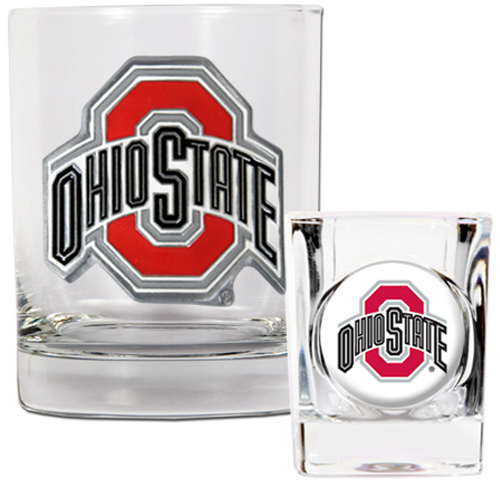 NCAA Ohio State Rocks Glass & Shot Glass Set