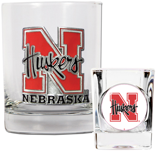 NCAA Nebraska Rocks Glass & Shot Glass Set