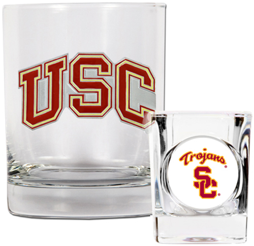 NCAA USC Trojans Rocks Glass & Shot Glass Set
