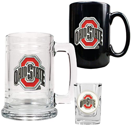 NCAA Buckeyes Tankard, Coffee Mug & Shot Glass Set