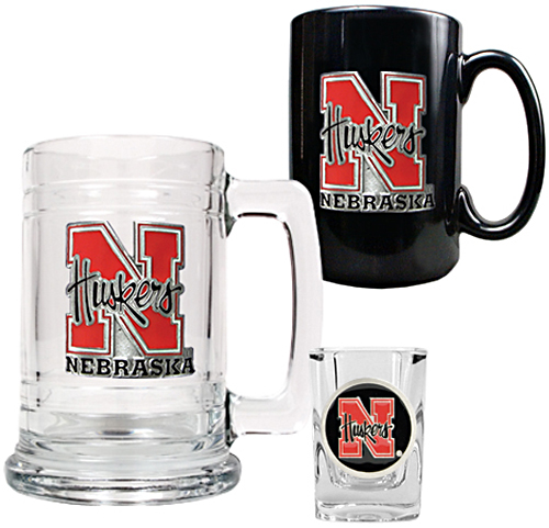 NCAA Nebraska Tankard, Coffee Mug & Shot Glass Set