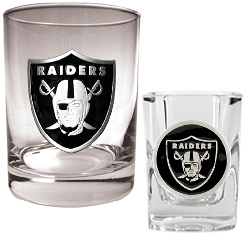NFL Oakland Raiders Rocks Glass / Shot Glass Set