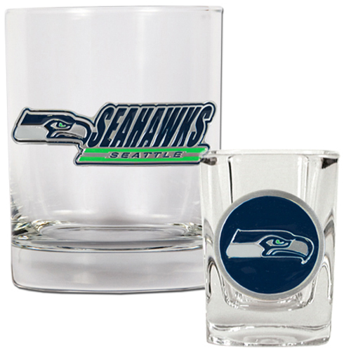 NFL Seattle Seahawks Rocks Glass / Shot Glass Set