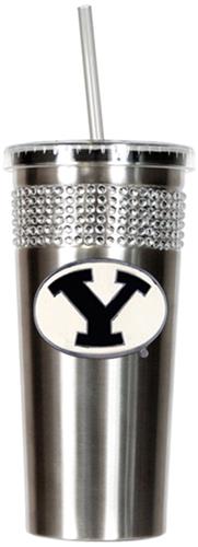 NCAA Brigham Young Stainless Bling Tumbler Straw