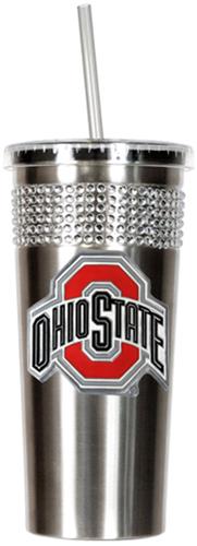 NCAA Ohio State Stainless Bling Tumbler Straw