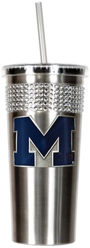 NCAA Wolverines Stainless Bling Tumbler Straw