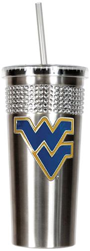 NCAA West Virginia Stainless Bling Tumbler Straw