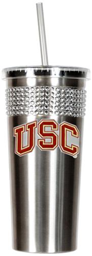 NCAA USC Trojans Stainless Bling Tumbler Straw
