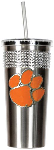 NCAA Clemson Tigers Stainless Bling Tumbler Straw