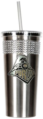 NCAA Purdue Stainless Bling Tumbler Straw