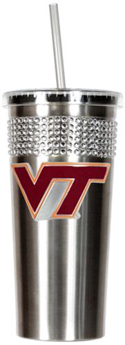 NCAA Virginia Tech Stainless Bling Tumbler Straw