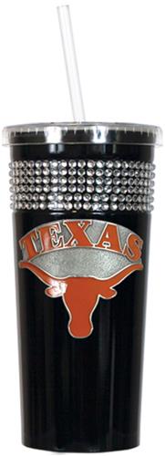 NCAA Texas Longhorns Black Bling Tumbler w/Straw