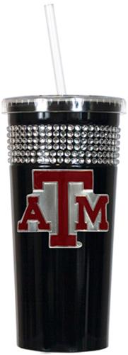 NCAA Texas A&M Aggies Black Bling Tumbler w/Straw