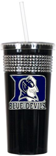 NCAA Duke Blue Devils Black Bling Tumbler w/Straw