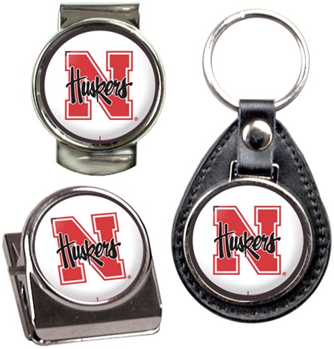 NCAA Nebraska Key Chain Money Clip & Magnet Set