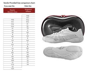 Nfinity Cheer Shoes Size Chart
