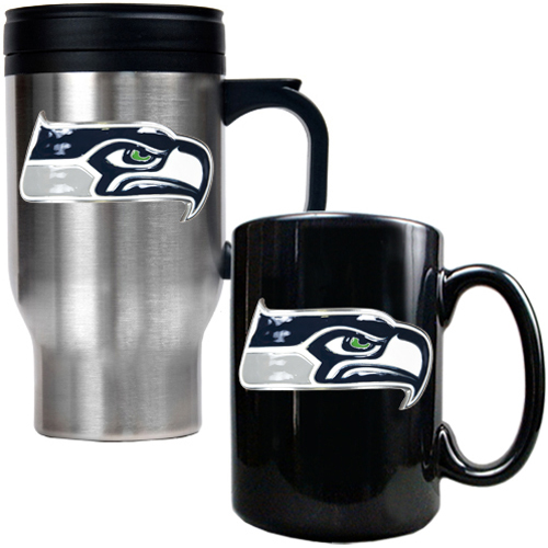 NFL Seattle Seahawks Travel Mug & Coffee Mug Set