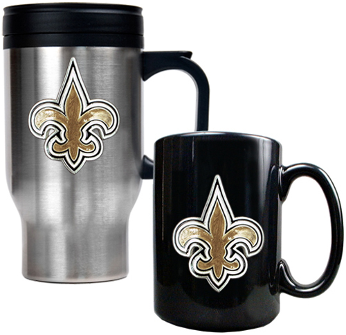 NFL New Orleans Saints Travel Mug & Coffee Mug Set