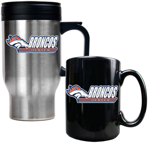NFL Denver Broncos Travel Mug & Coffee Mug Set