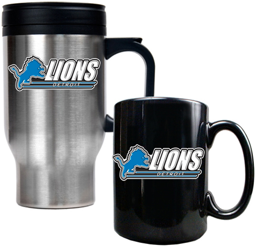NFL Detroit Lions Travel Mug & Coffee Mug Set