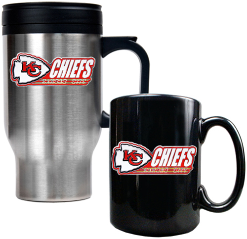 NFL Kansas City Chiefs Travel Mug & Coffee Mug Set