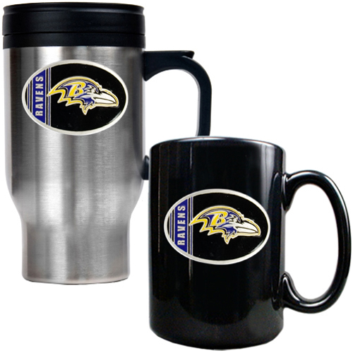 NFL Baltimore Ravens Travel Mug & Coffee Mug Set