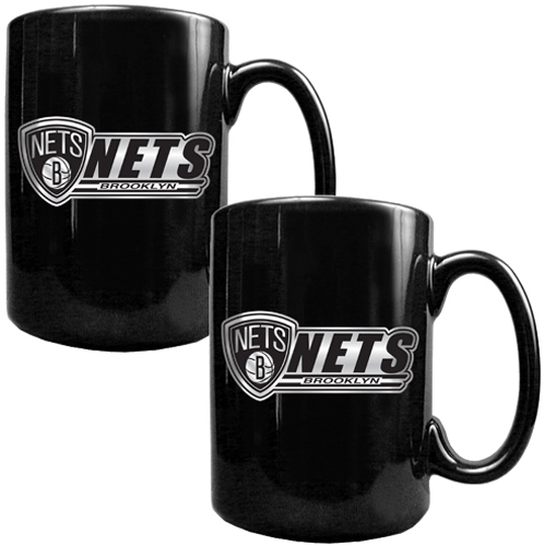 NBA Brooklyn Nets Black Ceramic Mug Set