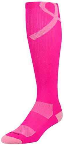TCK Pink Aware Over Calf Socks - Lg Ribbon