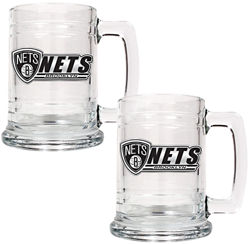 NBA Brooklyn Nets 2pc 16oz Glass Tankard Set