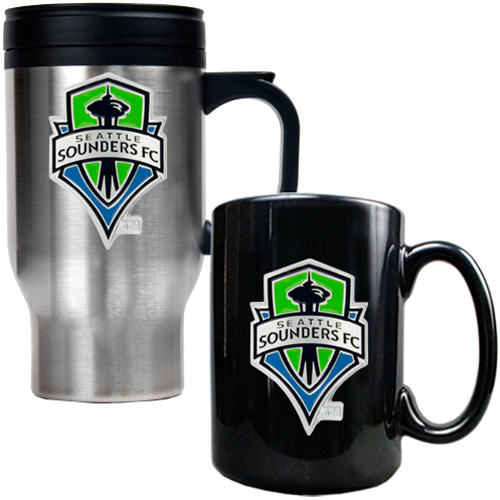 MLS Seattle Sounders Travel & Coffee Mug Set