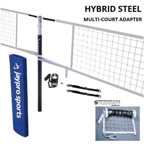 Hybrid Steel Volleyball Net Center Upright System (3.5" Floor Sleeve) NFHS, NCAA, USVBA Compliant