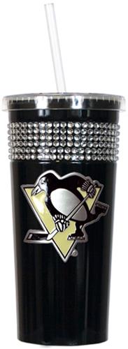 Pittsburgh Penguins Black Bling Tumbler W/Straw