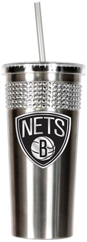 NBA Brooklyn Nets Bling Tumbler w/ Straw