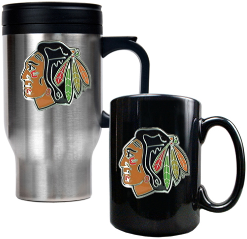 NHL Chicago Blackhawks Travel Mug & Coffee Mug Set