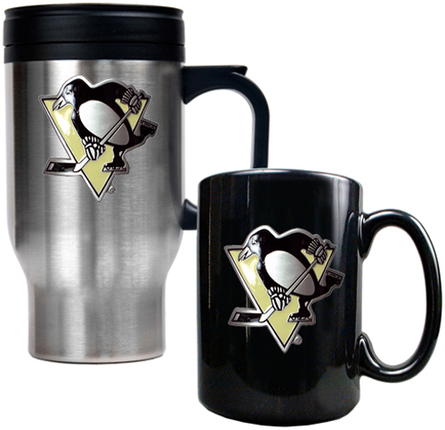 NHL Pittsburgh Penguin Travel Mug & Coffee Mug Set