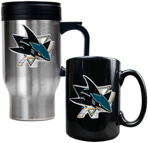 NHL San Jose Sharks Travel Mug & Coffee Mug Set