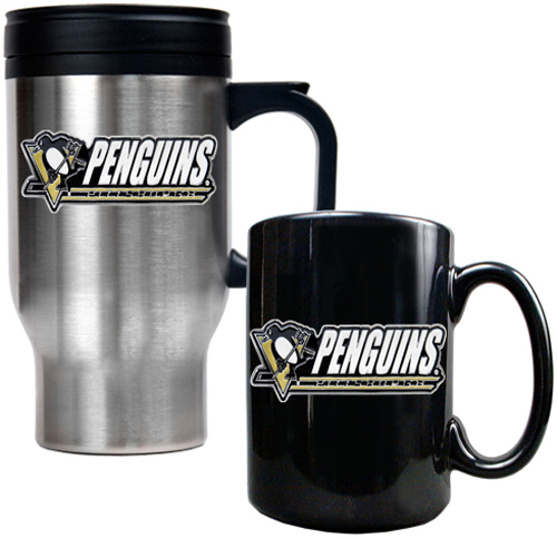 NHL Pittsburgh Penguin Travel Mug & Coffee Mug Set