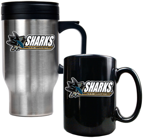 NHL San Jose Sharks Travel Mug & Coffee Mug Set