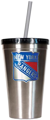 NHL New York Rangers Stainless Tumbler W/Straw
