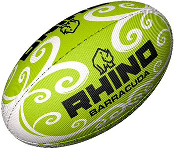 Pallone Da Beach Rugby Rhino Barracuda – Modello 45, PVC Al Carbonio, Verde/Blu/Bianco