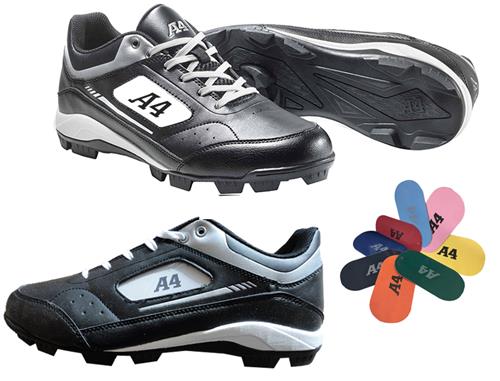 A4 (Size - 4) MVP Molded Rubber Baseball Cleats - Closeout