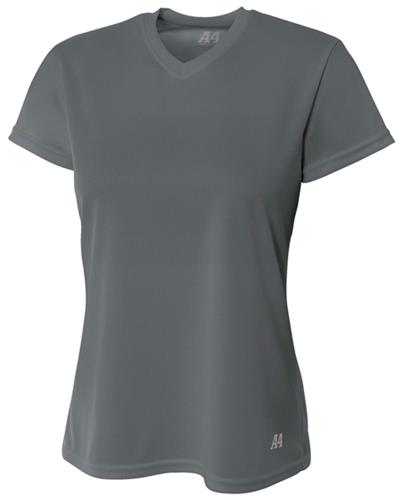A4 Womens Short Sleeve V-Neck Mesh T-Shirt