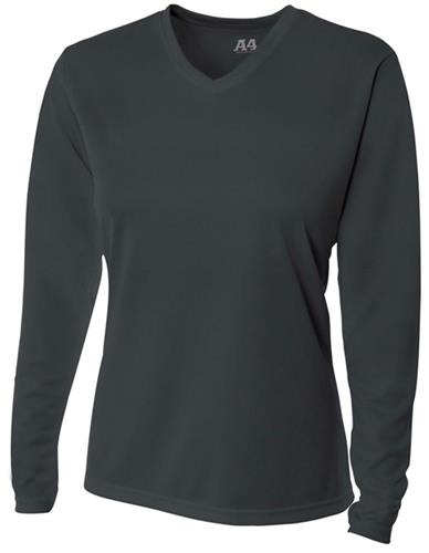 A4 Women's Long Sleeve V-Neck Mesh T-Shirts CO