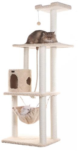 Armarkat 70" Real Wood Cat Furniture, Ultra thick Faux Fur Covered Cat Condo House A7005, Beige