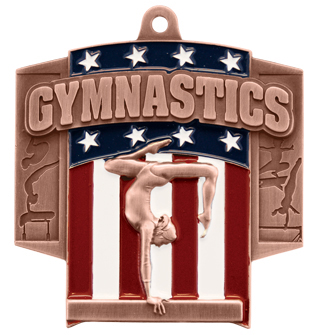 Hasty Awards Patriot Female Gymnastics Medal. Personalization is available on this item.