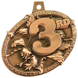 Hasty Awards Bust Out 3rd Place Bronze Medal. Personalization is available on this item.